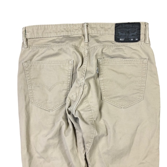 Levi Strauss 511 Brown Straight Leg Tan Khaki Jeans Mens 33 x 30 - Picture 4 of 6